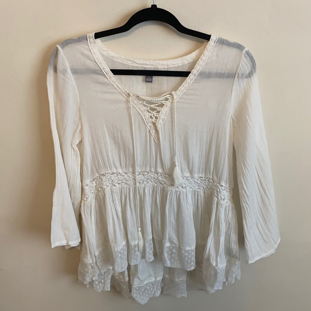 White flowy top
